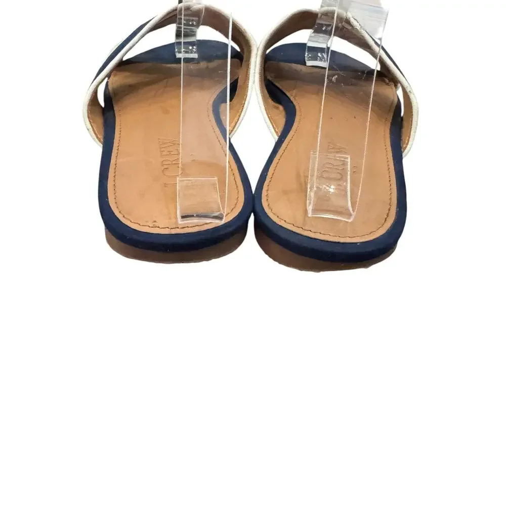 J.Crew Crisscross Slide Sandals Antique Navy White BG337 Women’s 6.5